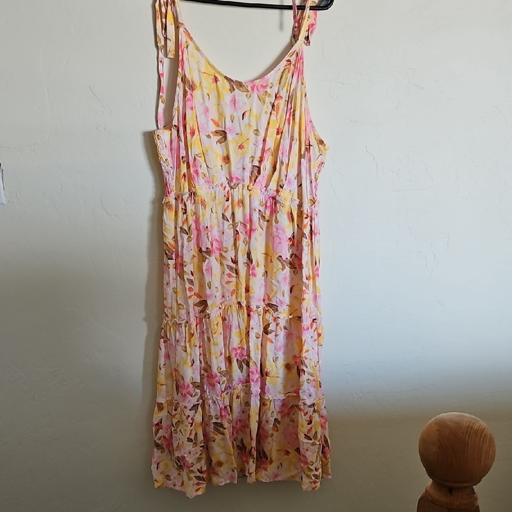 AUX Pink & Yellow Floral Sundress 2x